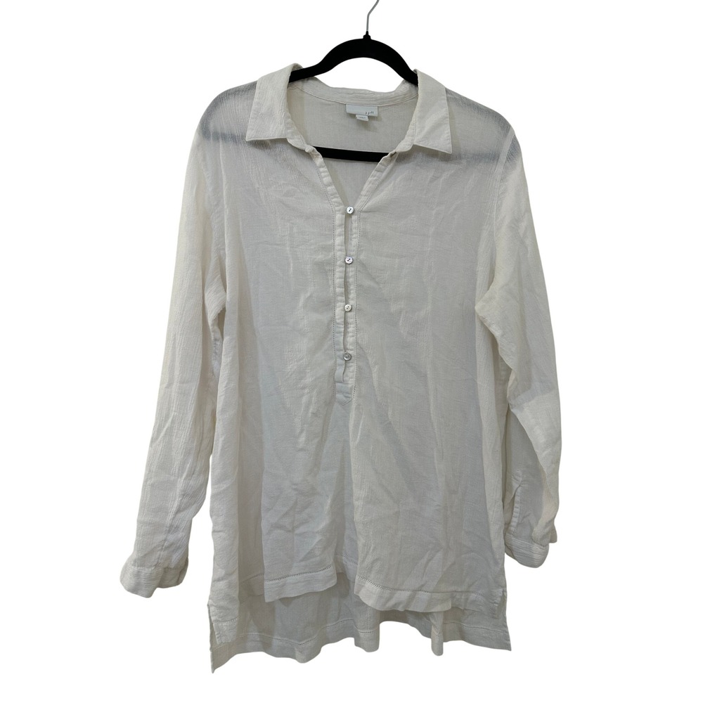 J. Jill White Cotton Gauze Tunic Top XL Missy Minimal Capsule Beachy 100% Cotton